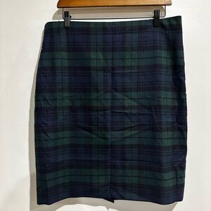 J. Crew Navy and Forest Green Plaid Pencil Skirt